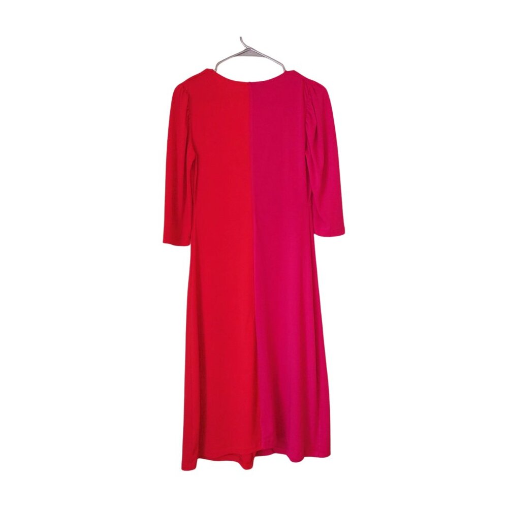 Sfera Collection Two-Tone Fuchsia Pink & Red Midi Dress Size Medium - Picture 7 of 14
